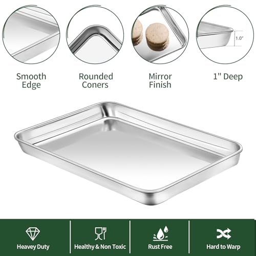 12 Inch Baking Sheet with Cooling Wire Rack Set - Stainless Steel, 4 Pieces