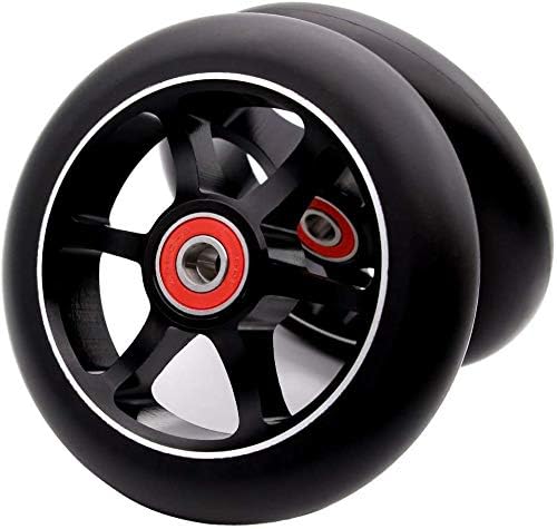 2Pcs 120mm Pro Scooter Wheels with Abec 9 Bearings for MGP/Razor/Lucky Pro Scooters (6 Spoke) (Black)
