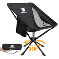 Raynesys Portable Swivel Camping Chair Black – 8 Sec Quick Setup, Lightweight & Foldable