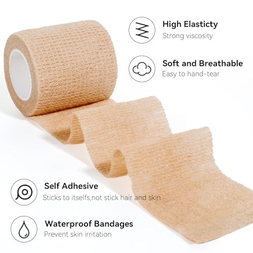 Self Adhesive Bandage Wrap Skin Color 2 Inch 32 Rolls - Medical & Vet Tape