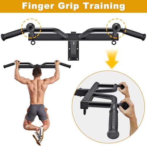 Kipika 48-inch Ceiling Mount Pull Up Bar with Multi-Grip Handles - Heavy Duty Home Gym Equipment (Pull-up Bar, Adjustable Height, 400lbs Capacity)