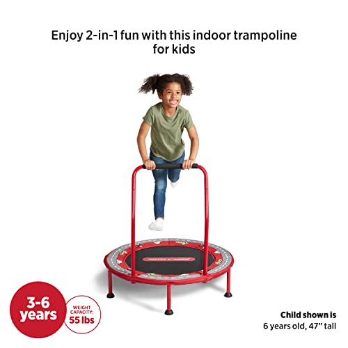 Radio Flyer Kids' 2-in-1 Trampoline with Racetrack Play Mat - Durable Bouncing & Play