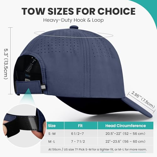 Performance Waterproof Baseball Cap for Men Women Black+Navy, S-7/7.5