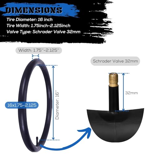 16 Inch Bike Tube & Stroller Tire Tube 16x1.75-2.125 Schrader Valve 2 Pack