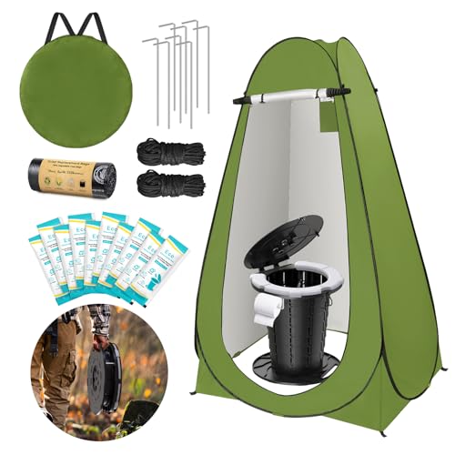 Portable Camping Toilet Kit with Privacy Tent – Collapsible & Adjustable