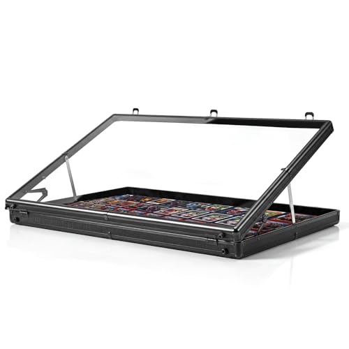Dwwce Black 34x22 Inch Portable Card Display Case with Lockable Acrylic Sides