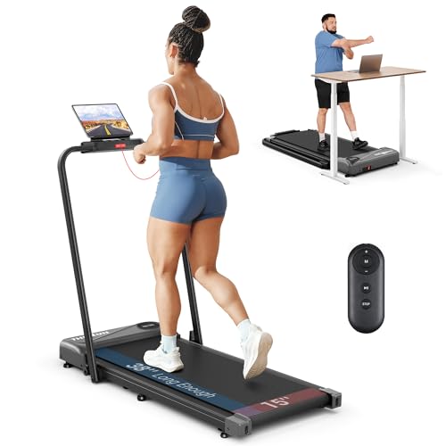 THERUN Silver 2-in-1 Under Desk Walking Treadmill with Handle & Remote