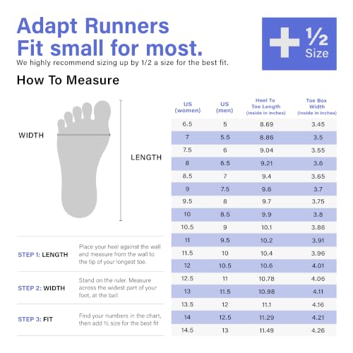 Flux Footwear Adapt Runners Barefoot Running Shoes Wide Toe Box Zero Drop Women 8.5 / Men 7 White/Gum