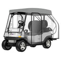 Gray L 58 Inch Short Roof Golf Cart Enclosure - 2+2 Drivable Rain Cover for EZGO, Club Car
