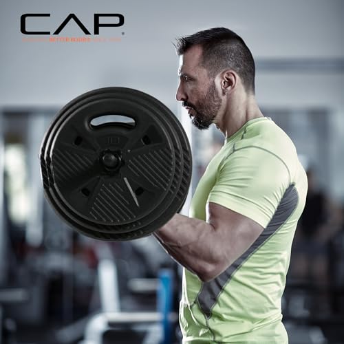 CAP 100 LB Threaded Barbell Set with Cement Grip Plates for Home Gym