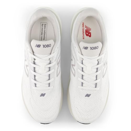 New Balance Men's 1080 V15 Running Shoes - White/Truffle Salt, Size 11