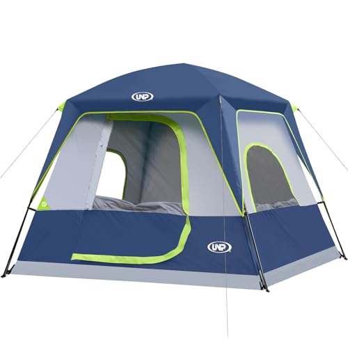 UNP Dark Blue 4-Person Camping Tent - Portable Waterproof Cabin with Easy Setup