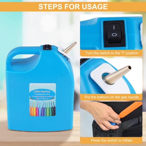 Consfly Blue Rechargeable Electric Balloon Inflator for 260/360 Long Balloons