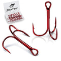 FishTrip 1/0 Treble Hooks Replacement Lures Red Nickel 25pcs