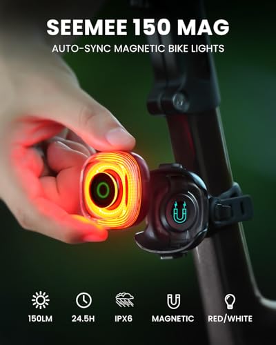 2 Pack Magnetic Rear Bike Lights with USB-C Rechargeable & Sync Control - IPX6 Waterproof Safety Taillights for Cycling