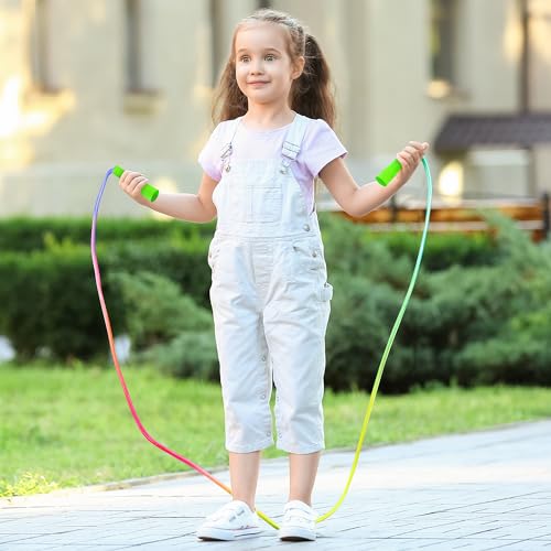 6 Pack Kids Jump Ropes - Adjustable Nylon Skipping Ropes with Handles