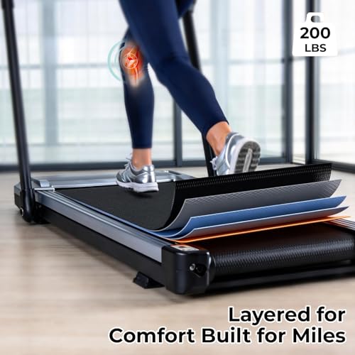 KMFurnila Silver Walking Pad Treadmill for Home with Handle & Remote Control