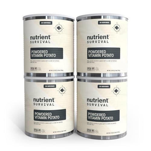 Potato Flakes 4 Pack - Shelf-Stable Emergency Vitamin Potato Powder for Cooking & Camping