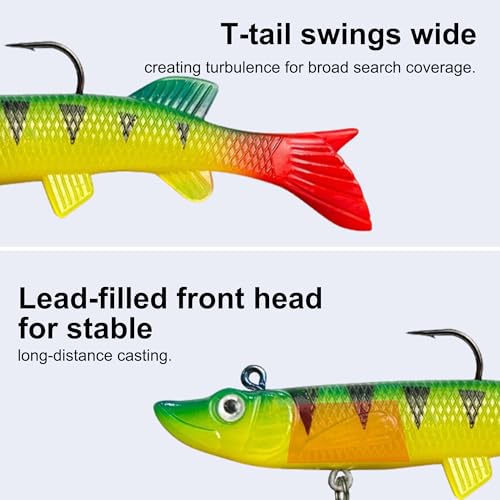 2 Pack Fishing Umbrella Rigs with 10 Swimbaits - Saltwater & Freshwater Tackle