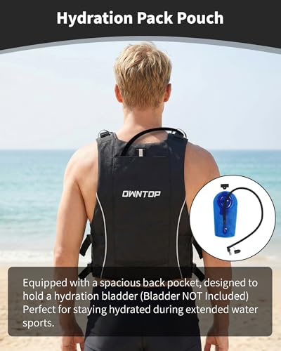 Adult Black Owntop Swim Jacket with Hydration Pack | Lightweight Water Sports Vest 3XL