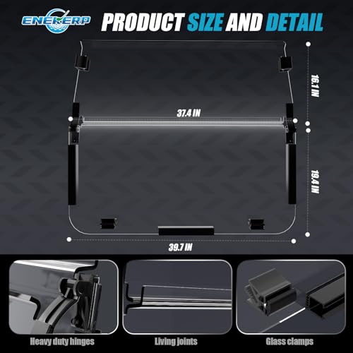 ENEKERP Clear Golf Cart Windshield for Club Car DS 2000+ Tapered Struts Fold-Down Impact-Resistant