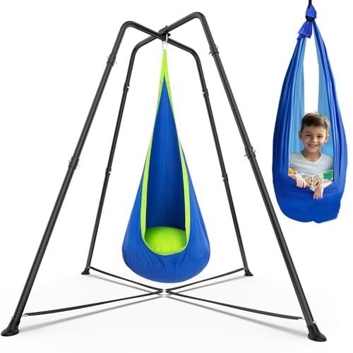 G TALECO GEAR Sensory Swing with Stand - Kids Autism & ADHD, Blue