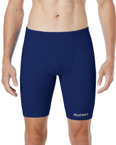 Men's Swim Jammers - Competitive Racing Swimwear Quick Dry UPF 50+ Navy Blue Medium