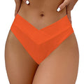 Leoparts Women's V Cut High Waisted Cheeky Bikini Bottoms - Large / Orange