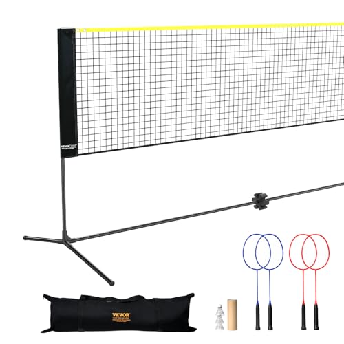 VEVOR 20 ft Adjustable Badminton & Volleyball Net Set with Poles Carry Bag
