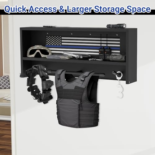 Neoaider Wall Mounted Police Gear Rack – Heavy Duty Metal Organizer for Uniforms & Equipment
