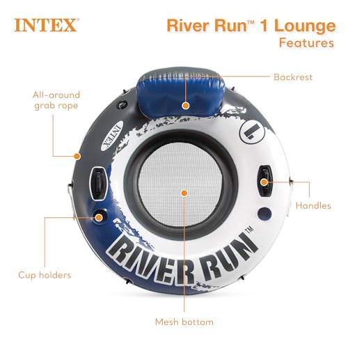 Intex River Run 1 Inflatable Floating Lounge 5 Pack with Backrest & Cup Holders