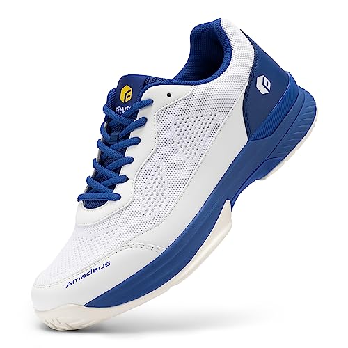 FitVille Wide Pickleball Shoes for Men - Royal Blue, 10.5 Wide Tennis Sneakers for All Courts