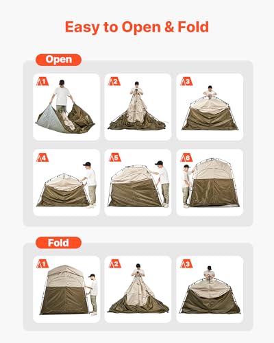 Camping Shower Tent 2-Room Foldable Privacy Enclosure with Stakes & Bag - Khaki 84x42x84 in