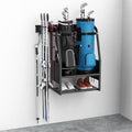 WALMANN Black Wall Mount Golf Bag Organizer for 2 Golf Bags & Accessories