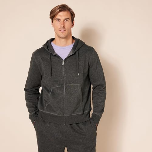 Men's Full-Zip Fleece Hoodie Sweatshirt - Medium Charcoal Heather