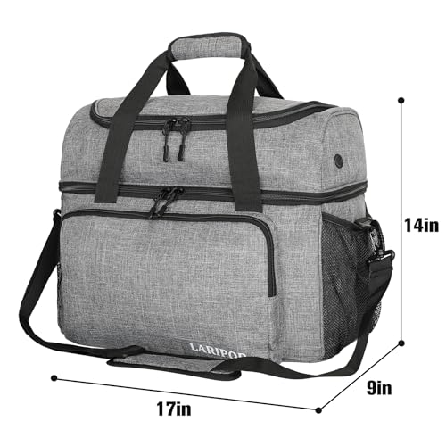 Double Bowling Ball Carrier Bag with Padded Holder & Shoe Compartment - Grey