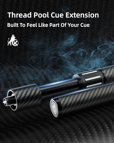 Adjustable Carbon Fiber Pool Cue Extension with 3 Bumpers - Frosted Finish