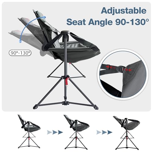 Upgraded Grey Hammock Camping Chair - Oversized Swinging Chair, 350LBS Support