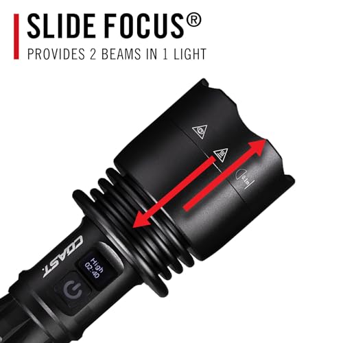 Rechargeable LED Flashlight 8000 Lumens with Focus Control and Real-Time Display