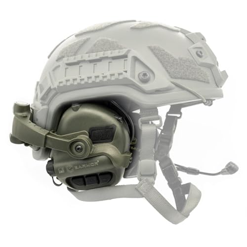 EARMOR M32X Tactical Helmet Headset with Mic ARC Rail Ear Muffs - Green