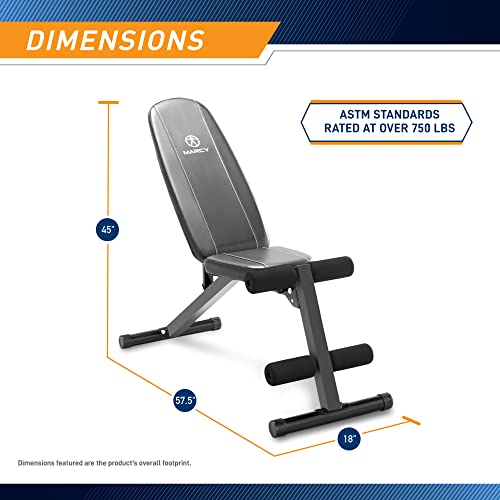 Marcy Adjustable Multi-Position Utility Bench Black for Home Gym Weightlifting
