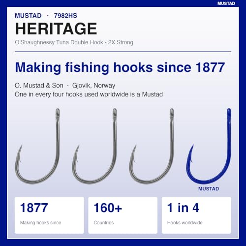 Mustad Classic 2 Extra Strong Dublin Point Double Fishing Hook Size 10/0, Pack of 10