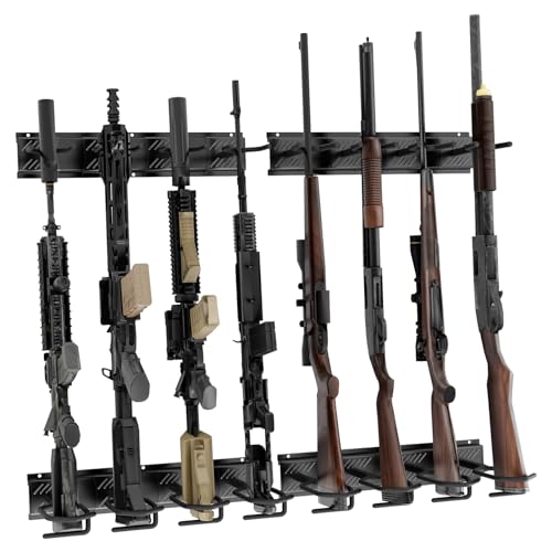8-Slot Heavy Duty Steel Gun Rack Wall Mount for Rifles & Shotguns - Classic