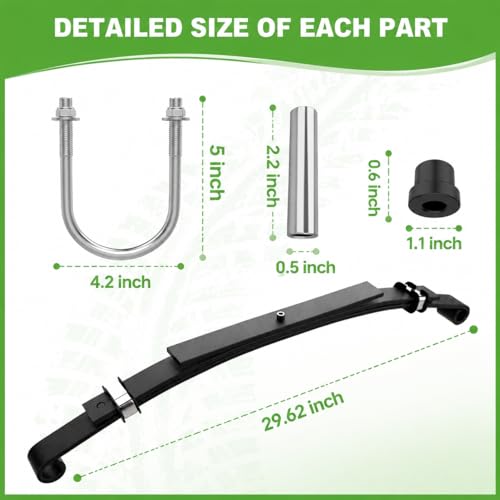 Black 10L0L Golf Cart Rear Leaf Spring for Club Car DS 1981-Up - Heavy Duty 3-Leaf Set