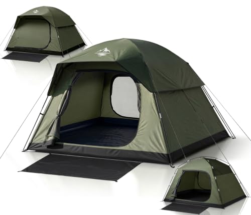 6 Person Camping Tent with 2 Doors Rainfly - Green, Extra Spacious