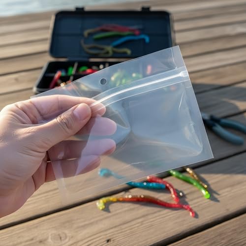 Heavy-Duty Clear Lock Zipper Bait Bags 6.3" x 4.7", Leakproof Dual-Seal for Soft Plastic Lures
