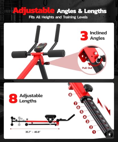 Foldable Ab Rowing Machine for Home Gym - Adjustable Core Trainer