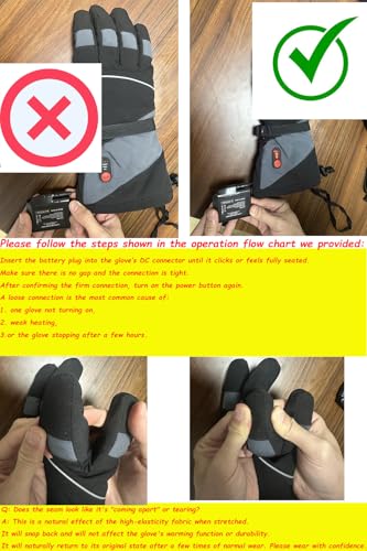 NEKOPA Rechargeable Heated Winter Gloves for Men Women Black Large