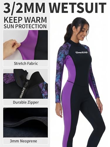 Women’s 3/2mm Full Wetsuit Neoprene Wetsuit - Purple X-Large