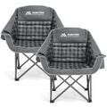 Grey Oversized 2 Pack Camping Chairs - Heavy Duty Support 450LBS, Padded, Twin Pack